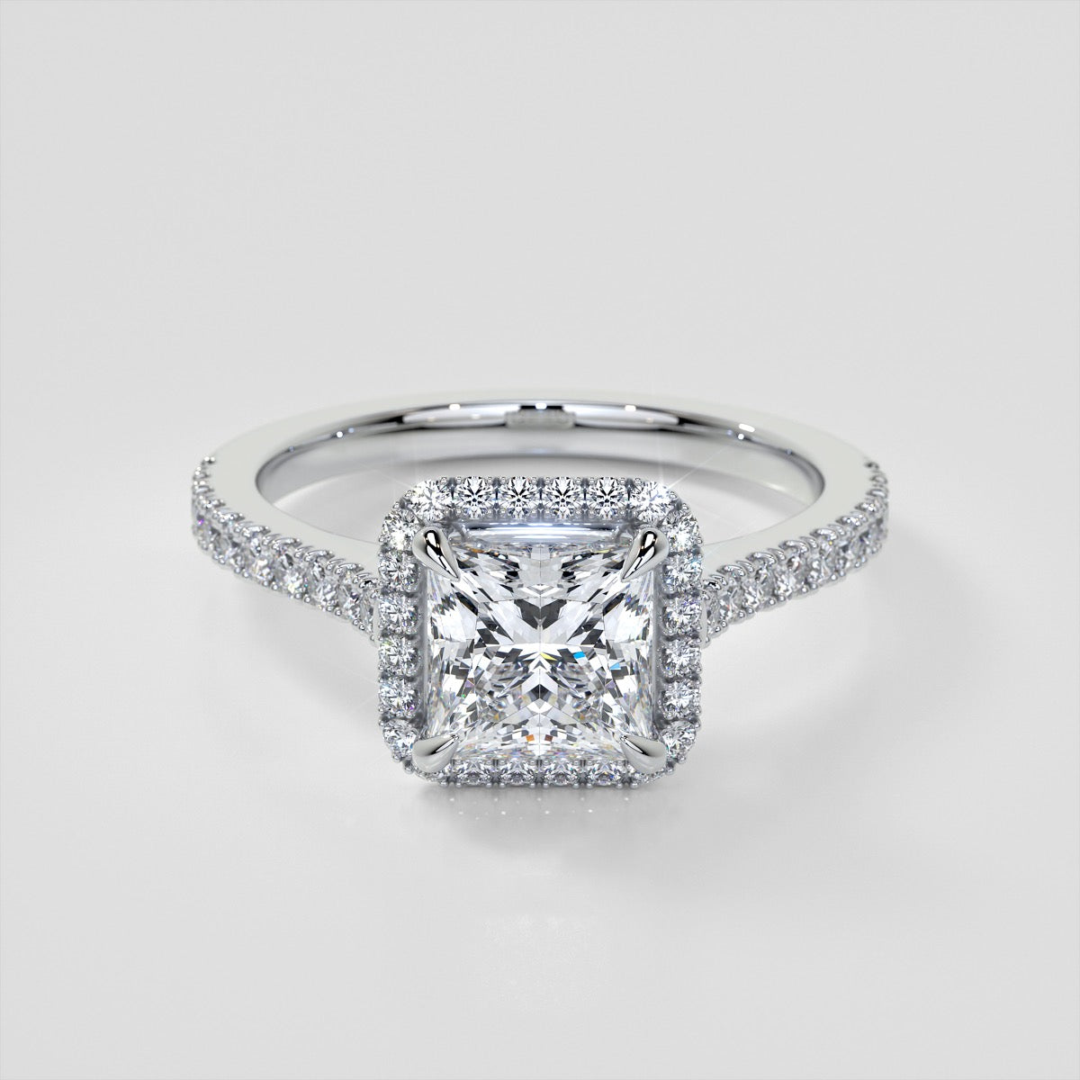 Lab Grown Diamond Princess Cut Halo Engagement Ring