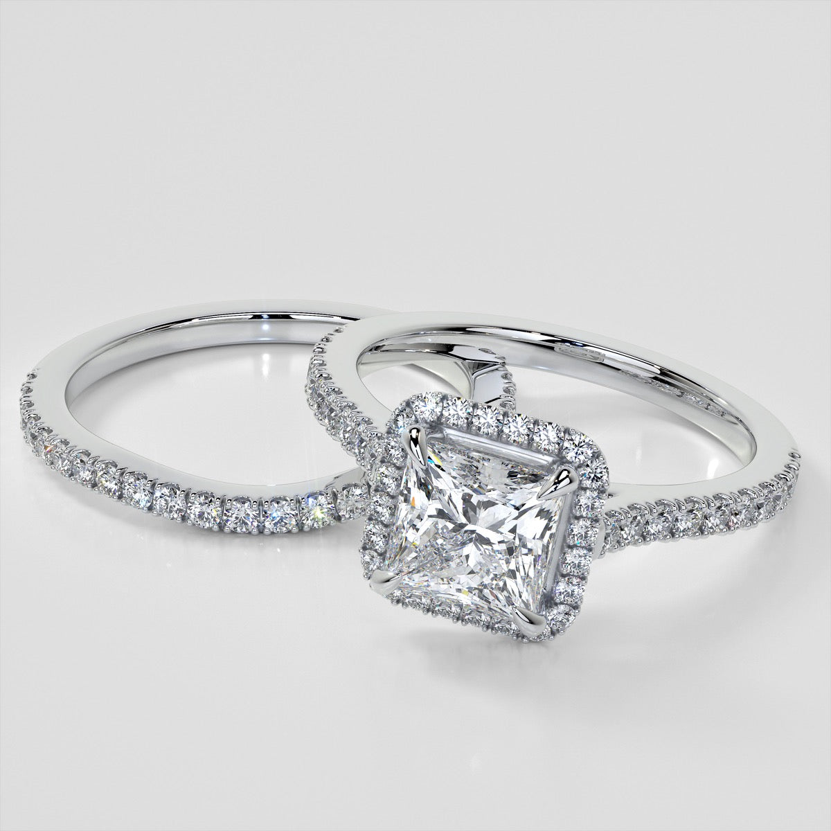 Lab Grown Diamond Princess Cut Halo Engagement Ring