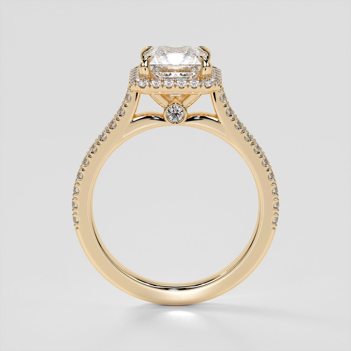 Lab Grown Diamond Princess Cut Halo Engagement Ring
