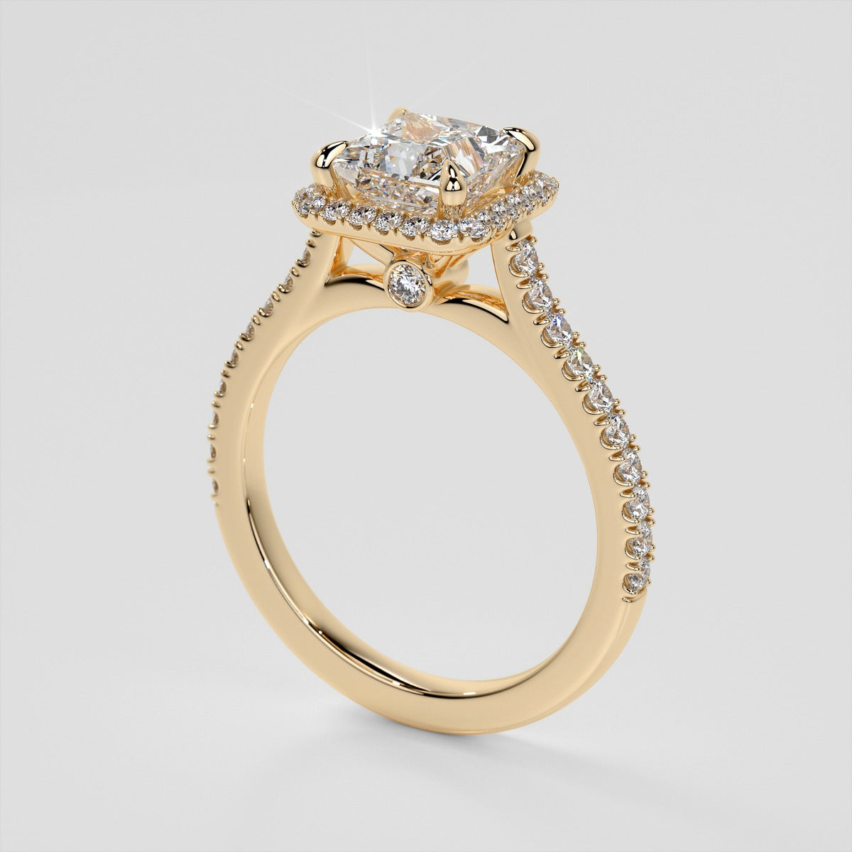 Princess Cut Halo Style Trio Wedding Set With Accents