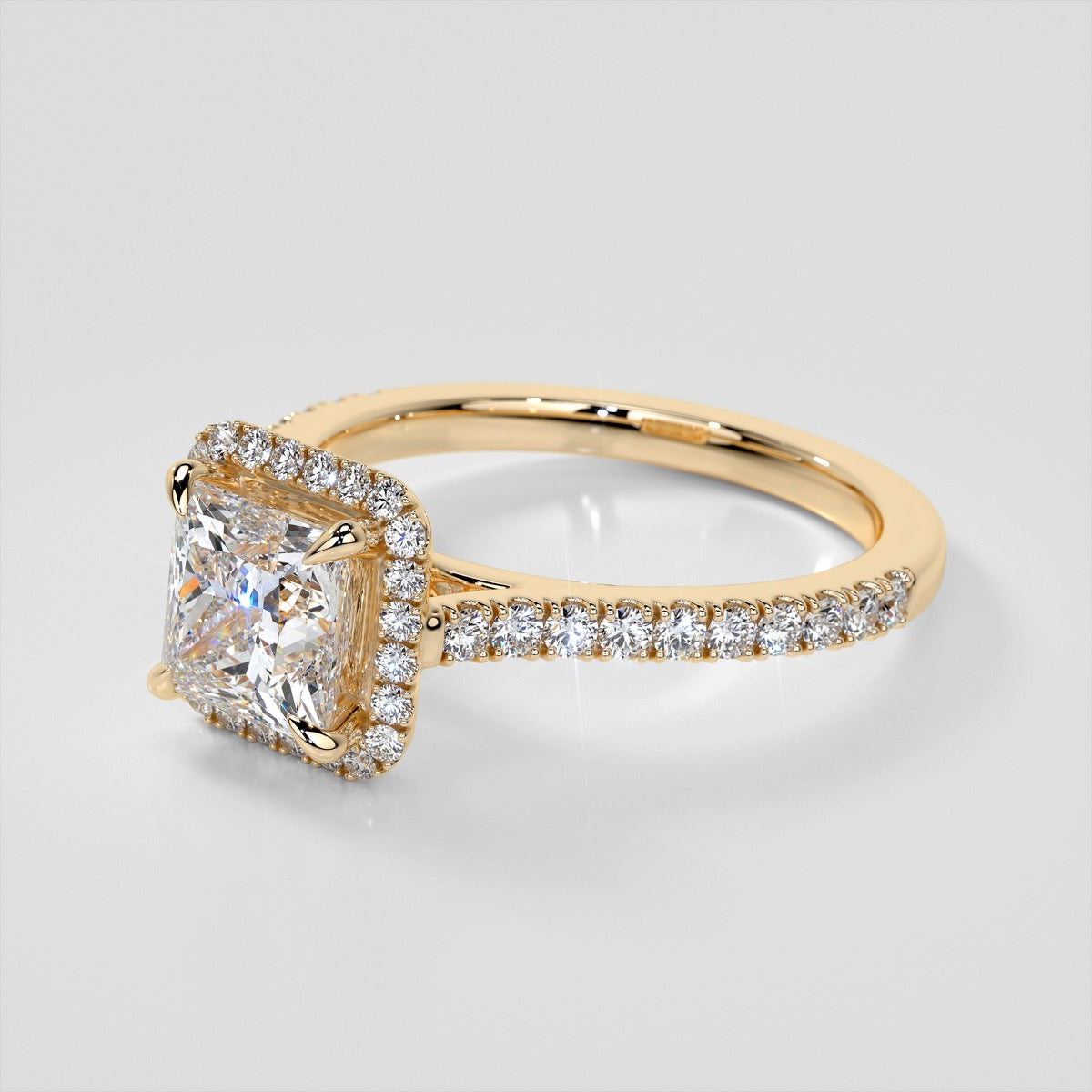 Princess Cut Halo Wedding Set With Accents
