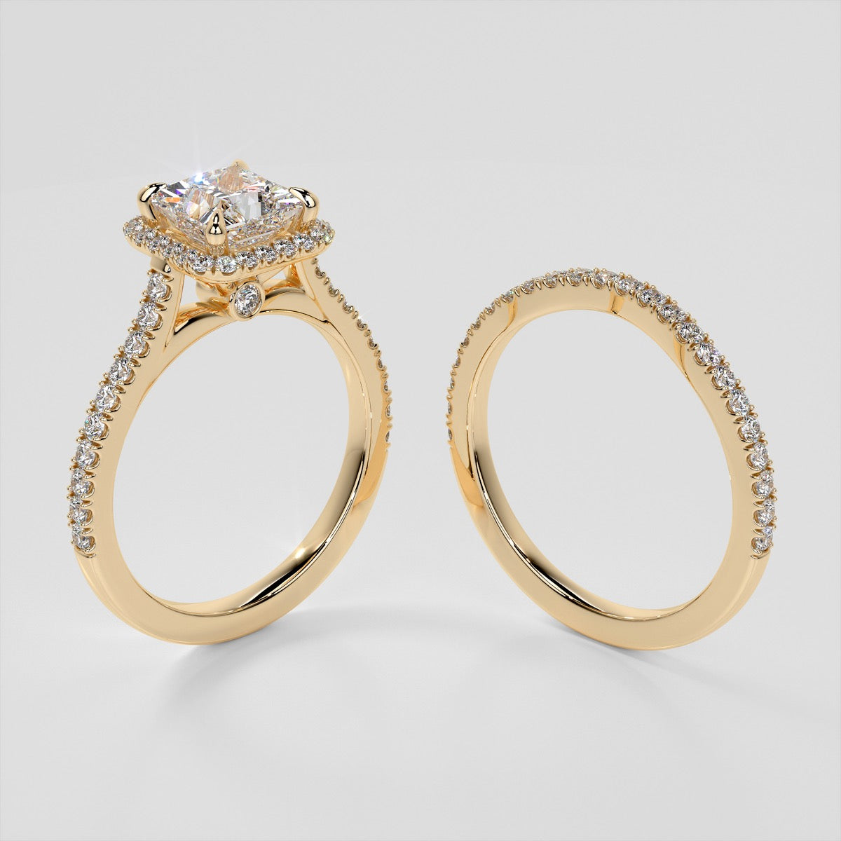 Lab Grown Diamond Princess Cut Halo Engagement Ring