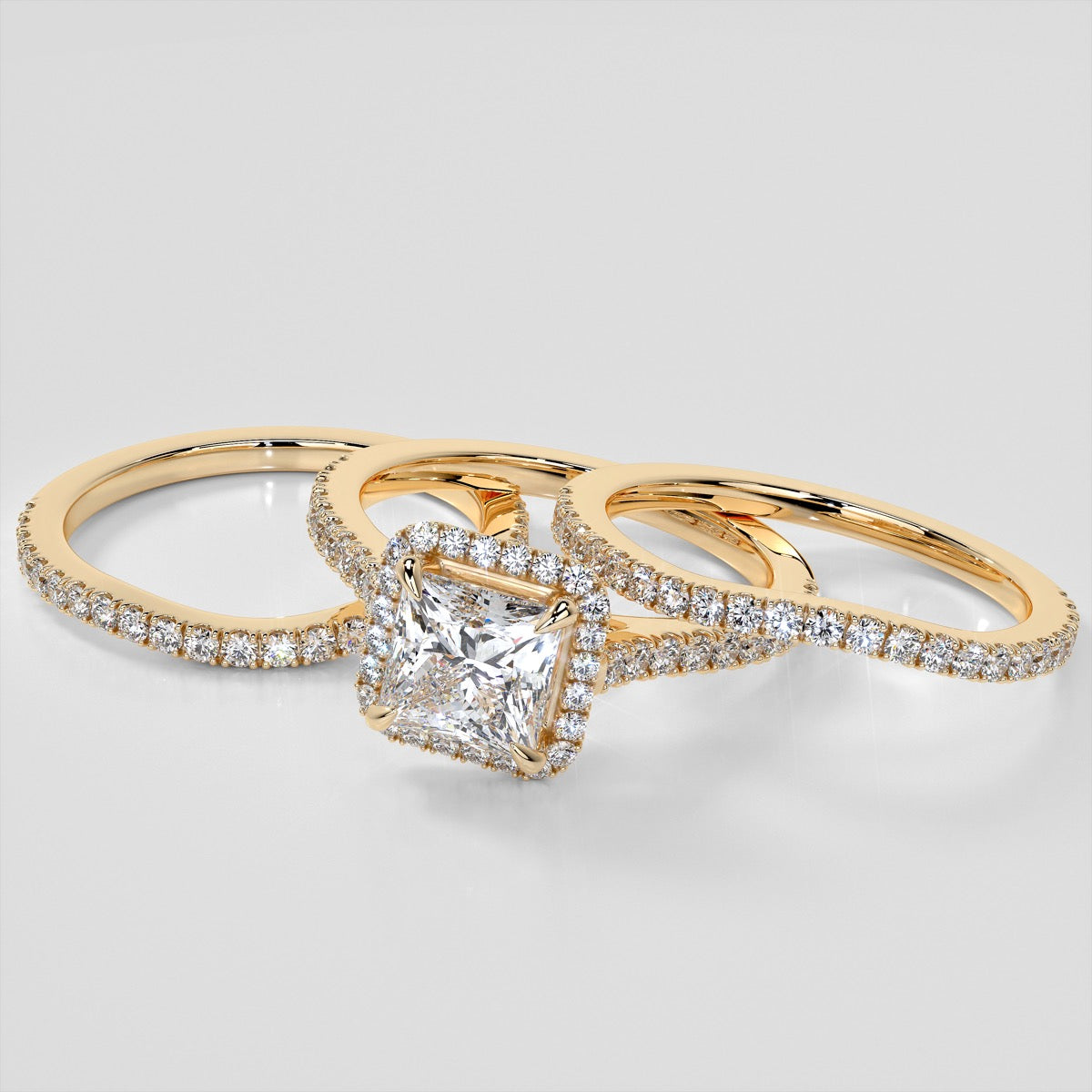 Lab Grown Diamond Princess Cut Halo Engagement Ring