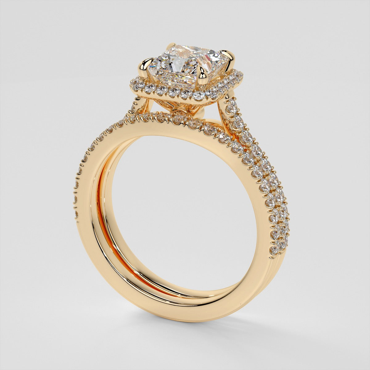 Lab Grown Diamond Princess Cut Halo Engagement Ring