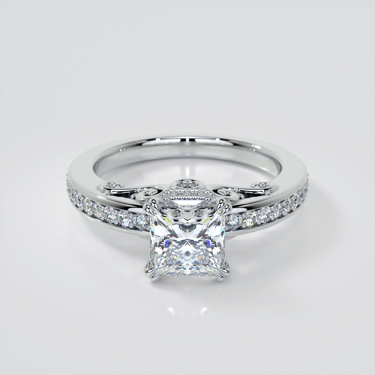 1.5Ct Princess Cut Lab Grown Diamond VVS Clarity | F-Color Engagement Ring in 18K White Gold