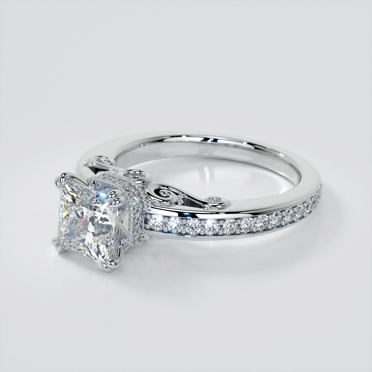 1.5Ct Princess Cut Lab Grown Diamond VVS Clarity | F-Color Engagement Ring in 18K White Gold