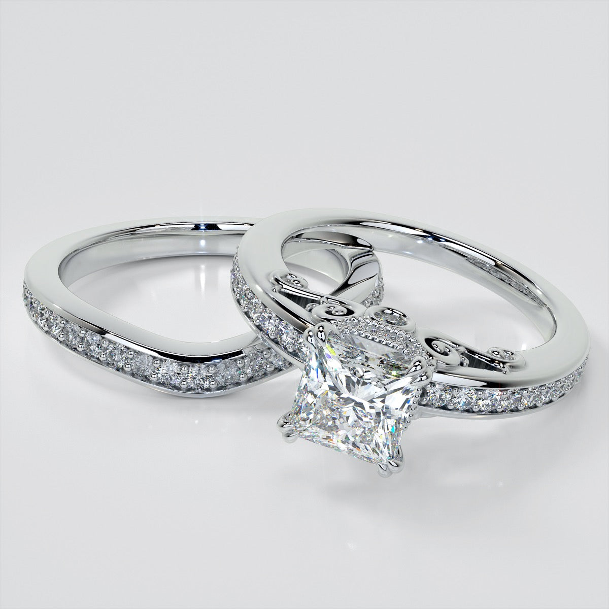 1.5Ct Princess Cut Lab Grown Diamond VVS Clarity | F-Color Engagement Ring in 18K White Gold