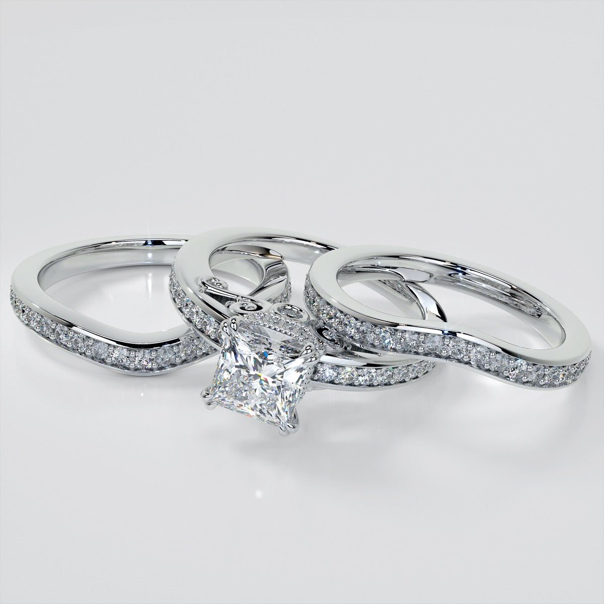 1.5Ct Princess Cut Lab Grown Diamond VVS Clarity | F-Color Engagement Ring in 18K White Gold