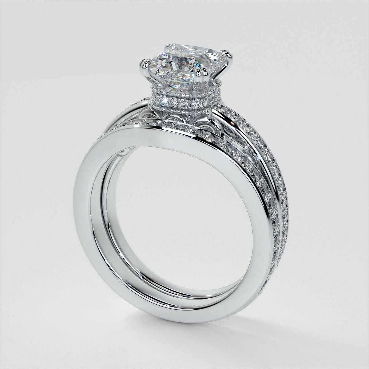 1.5Ct Princess Cut Lab Grown Diamond VVS Clarity | F-Color Engagement Ring in 18K White Gold