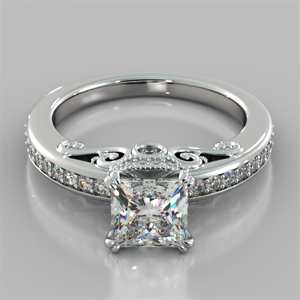 1.5Ct Princess Cut Lab Grown Diamond VVS Clarity | F-Color Engagement Ring in 18K White Gold