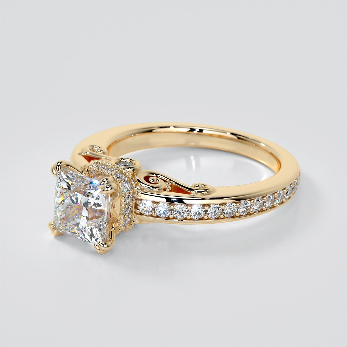 1.5Ct Princess Cut Lab Grown Diamond VVS Clarity | F-Color Engagement Ring in 18K White Gold