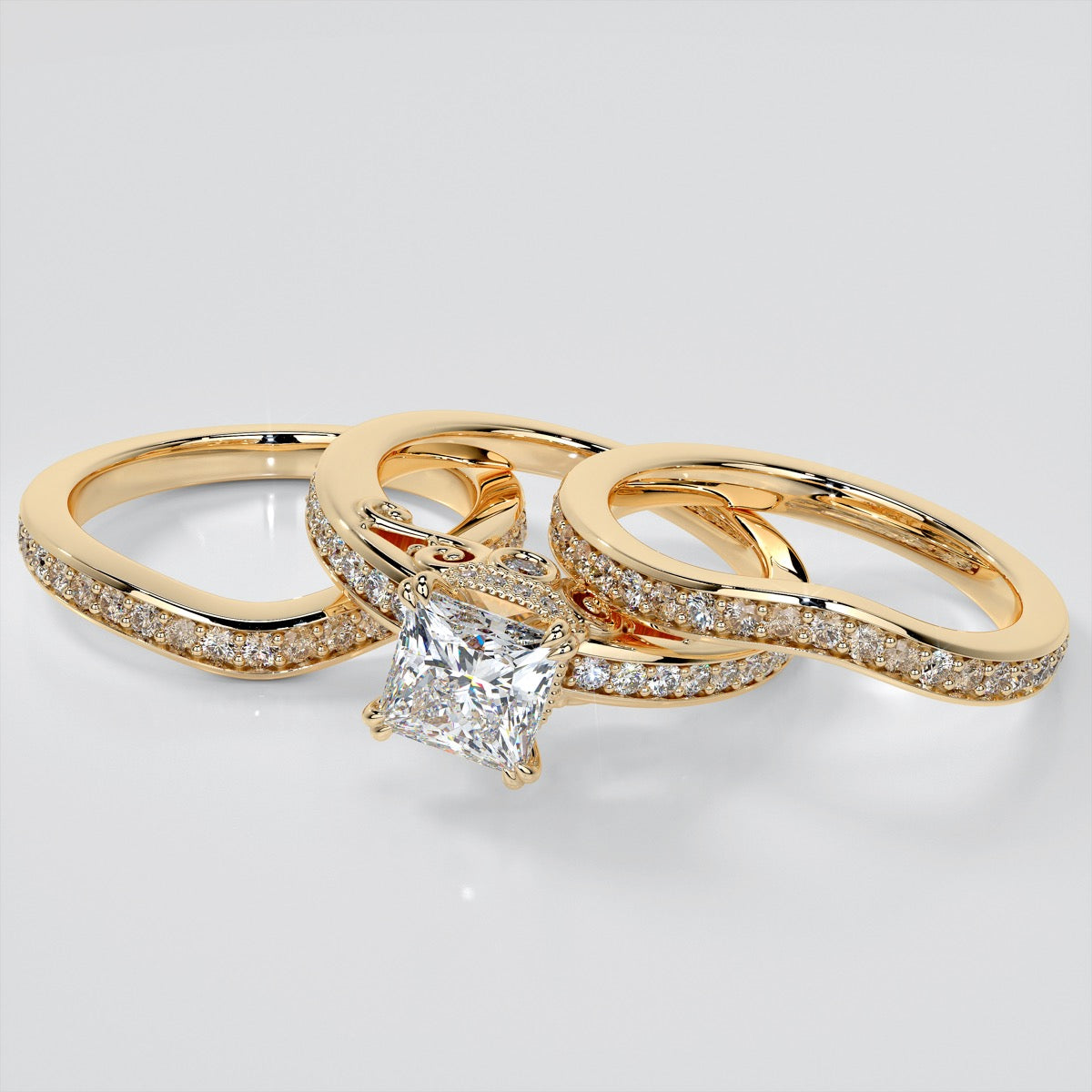 1.5Ct Princess Cut Lab Grown Diamond VVS Clarity | F-Color Engagement Ring in 18K White Gold