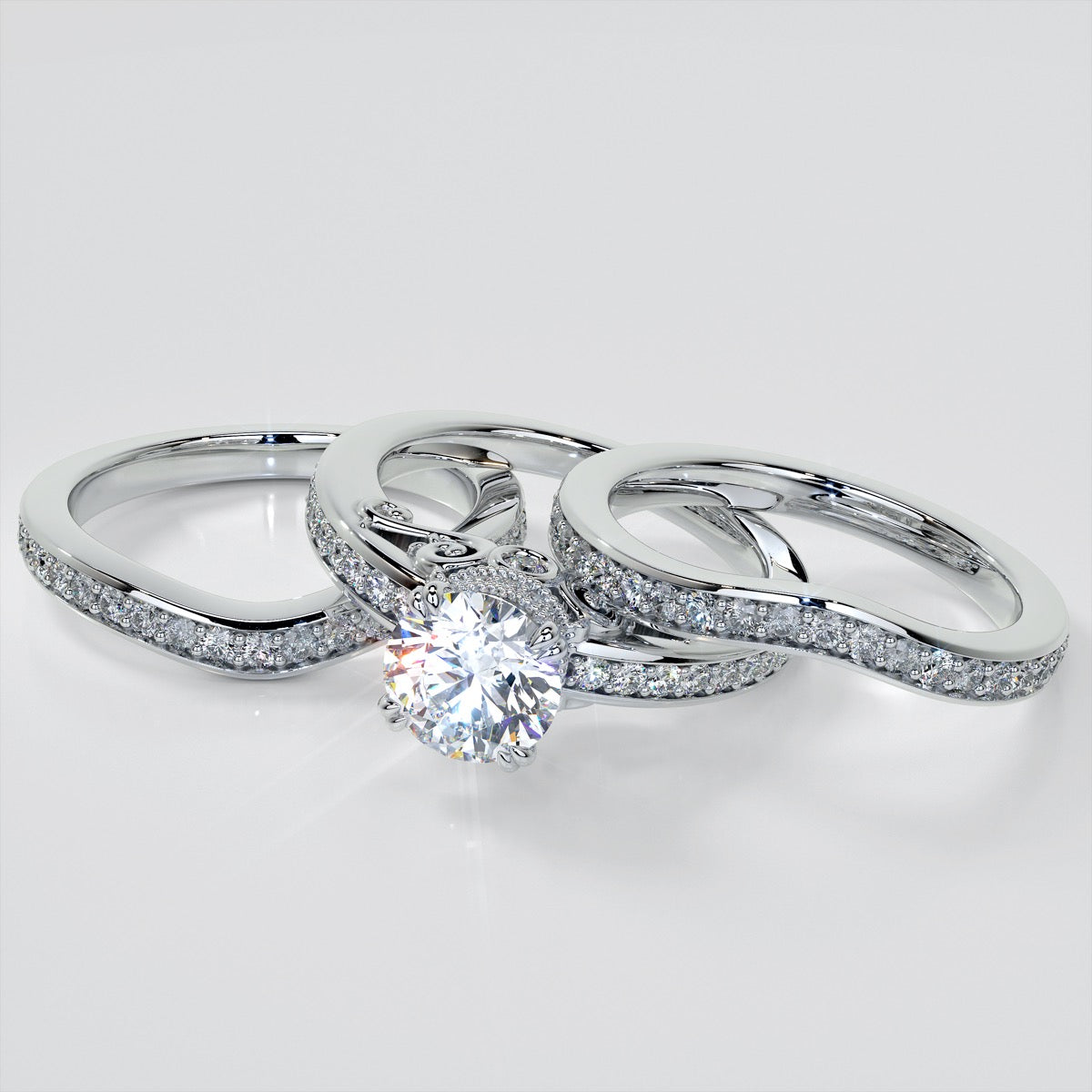 1.5Ct Round Cut Lab Grown Diamond VVS Clarity  |  F-Color Engagement Ring in 18K White Gold
