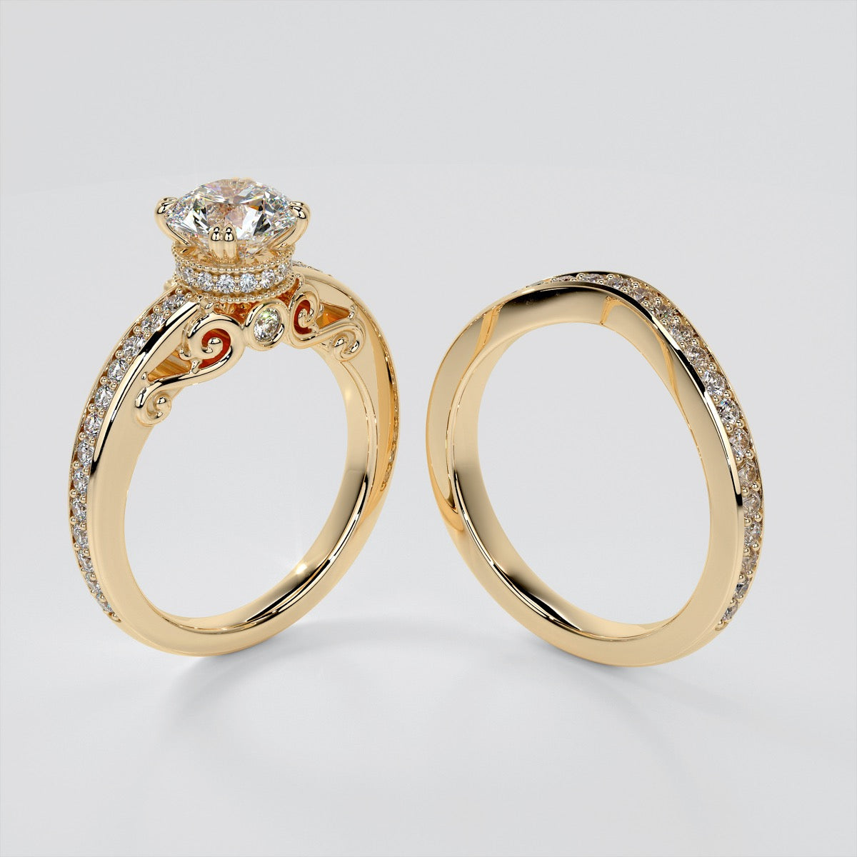 1.5Ct Round Cut Lab Grown Diamond VVS Clarity  |  F-Color Engagement Ring in 18K White Gold