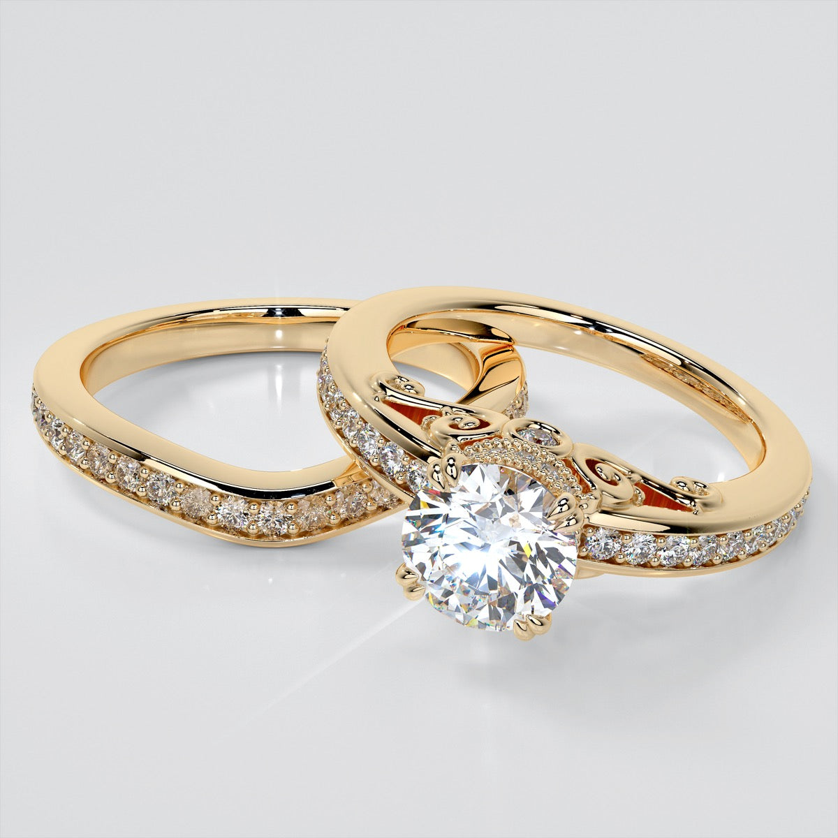 1.5Ct Round Cut Lab Grown Diamond VVS Clarity  |  F-Color Engagement Ring in 18K White Gold