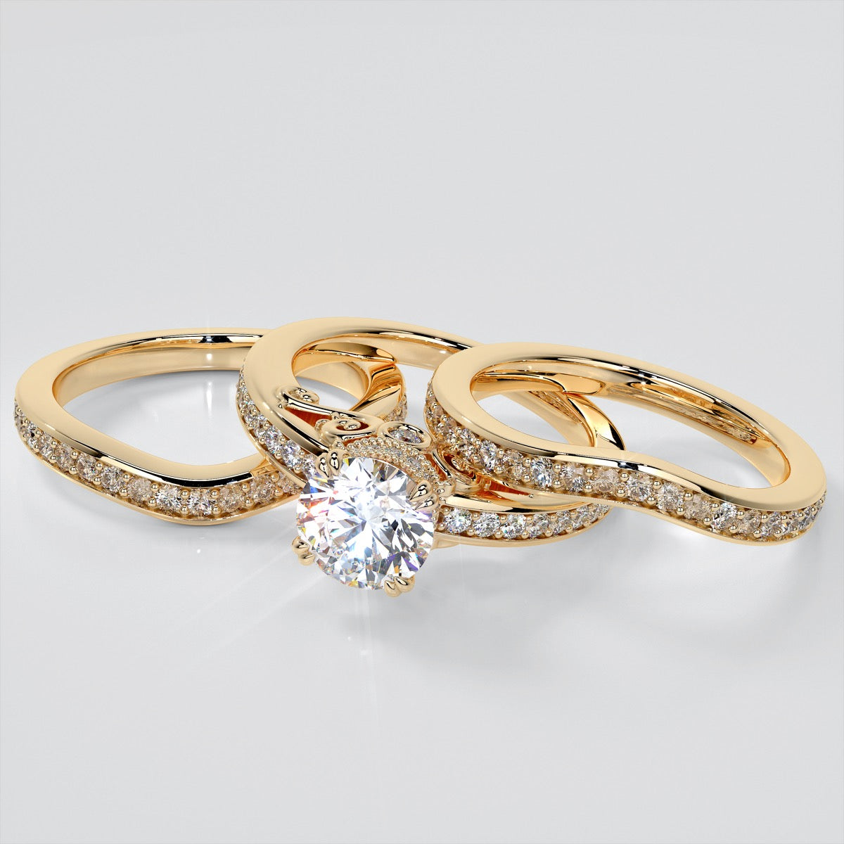 1.5Ct Round Cut Lab Grown Diamond VVS Clarity  |  F-Color Engagement Ring in 18K White Gold