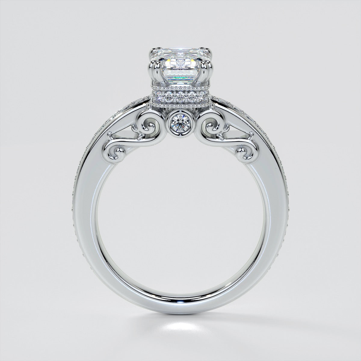 1.5Ct Emerald Cut Lab Grown Diamond VVS Clarity | F-Color Engagement Ring in 18K White Gold