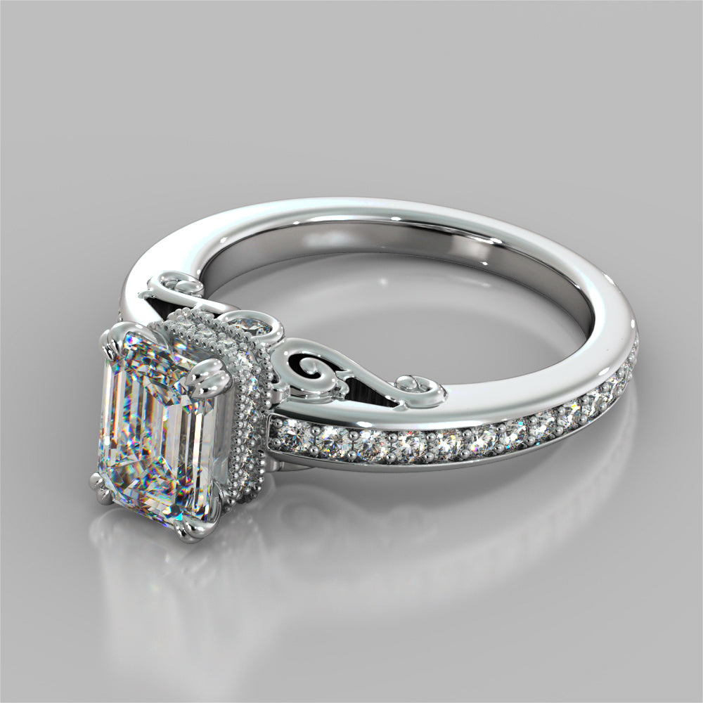 1.5Ct Emerald Cut Lab Grown Diamond VVS Clarity | F-Color Engagement Ring in 18K White Gold