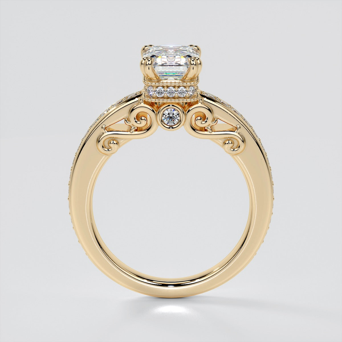 1.5Ct Emerald Cut Lab Grown Diamond VVS Clarity | F-Color Engagement Ring in 18K White Gold