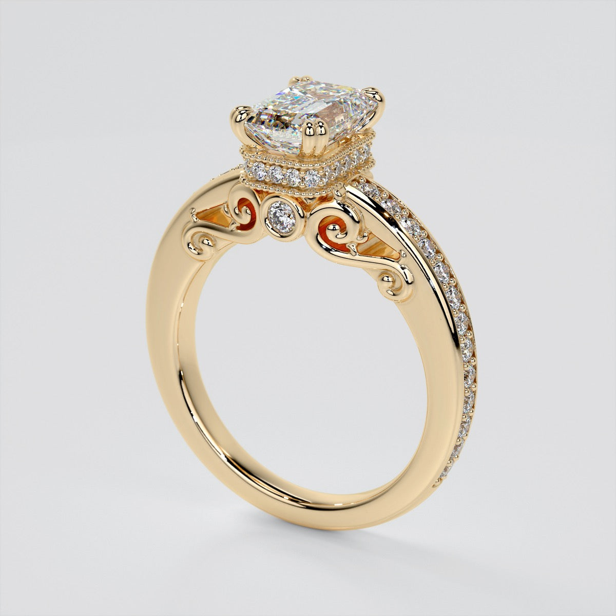 1.5Ct Emerald Cut Lab Grown Diamond VVS Clarity | F-Color Engagement Ring in 18K White Gold