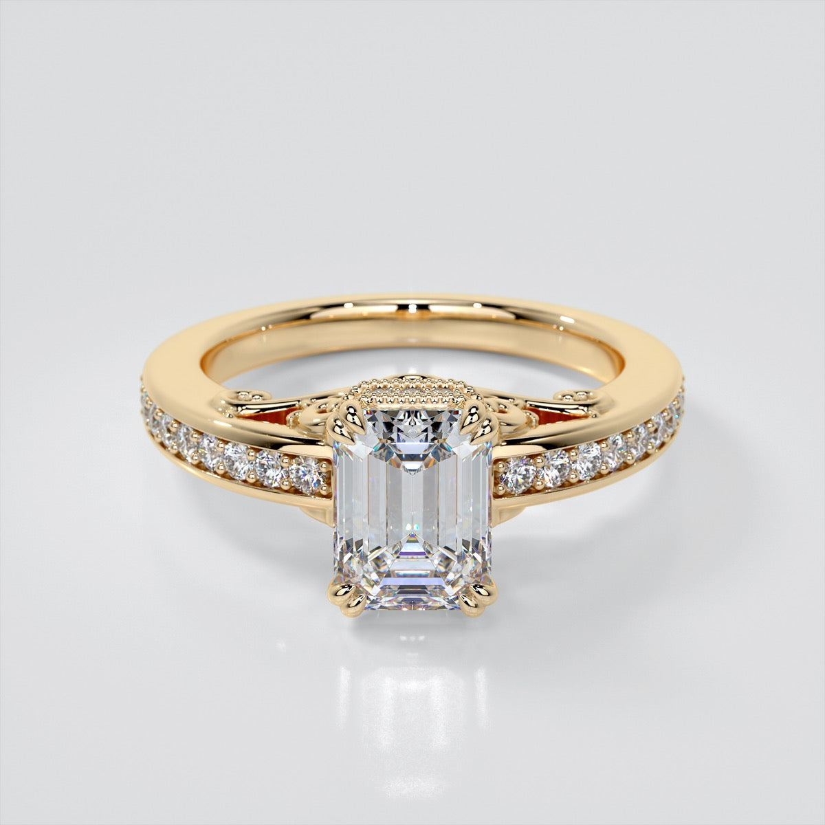1.5Ct Emerald Cut Lab Grown Diamond VVS Clarity | F-Color Engagement Ring in 18K White Gold