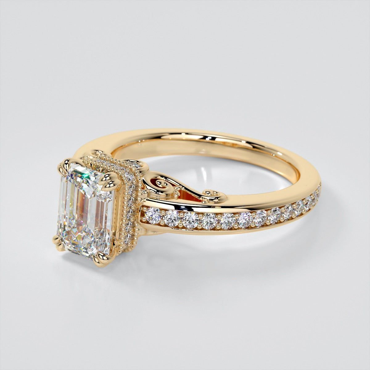 1.5Ct Emerald Cut Lab Grown Diamond VVS Clarity | F-Color Engagement Ring in 18K White Gold