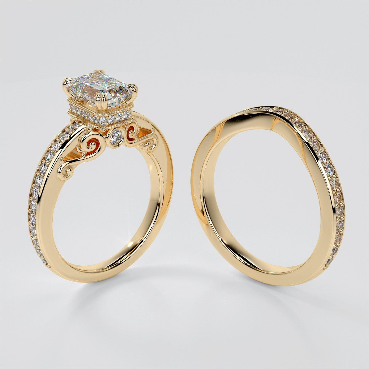 1.5Ct Emerald Cut Lab Grown Diamond VVS Clarity | F-Color Engagement Ring in 18K White Gold