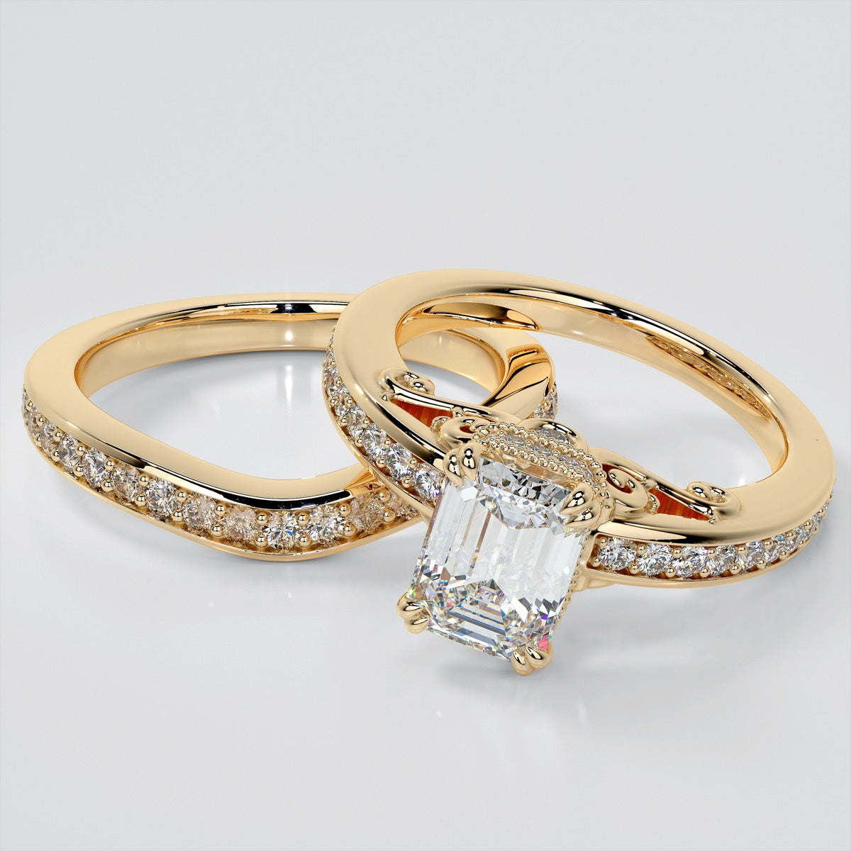 1.5Ct Emerald Cut Lab Grown Diamond VVS Clarity | F-Color Engagement Ring in 18K White Gold