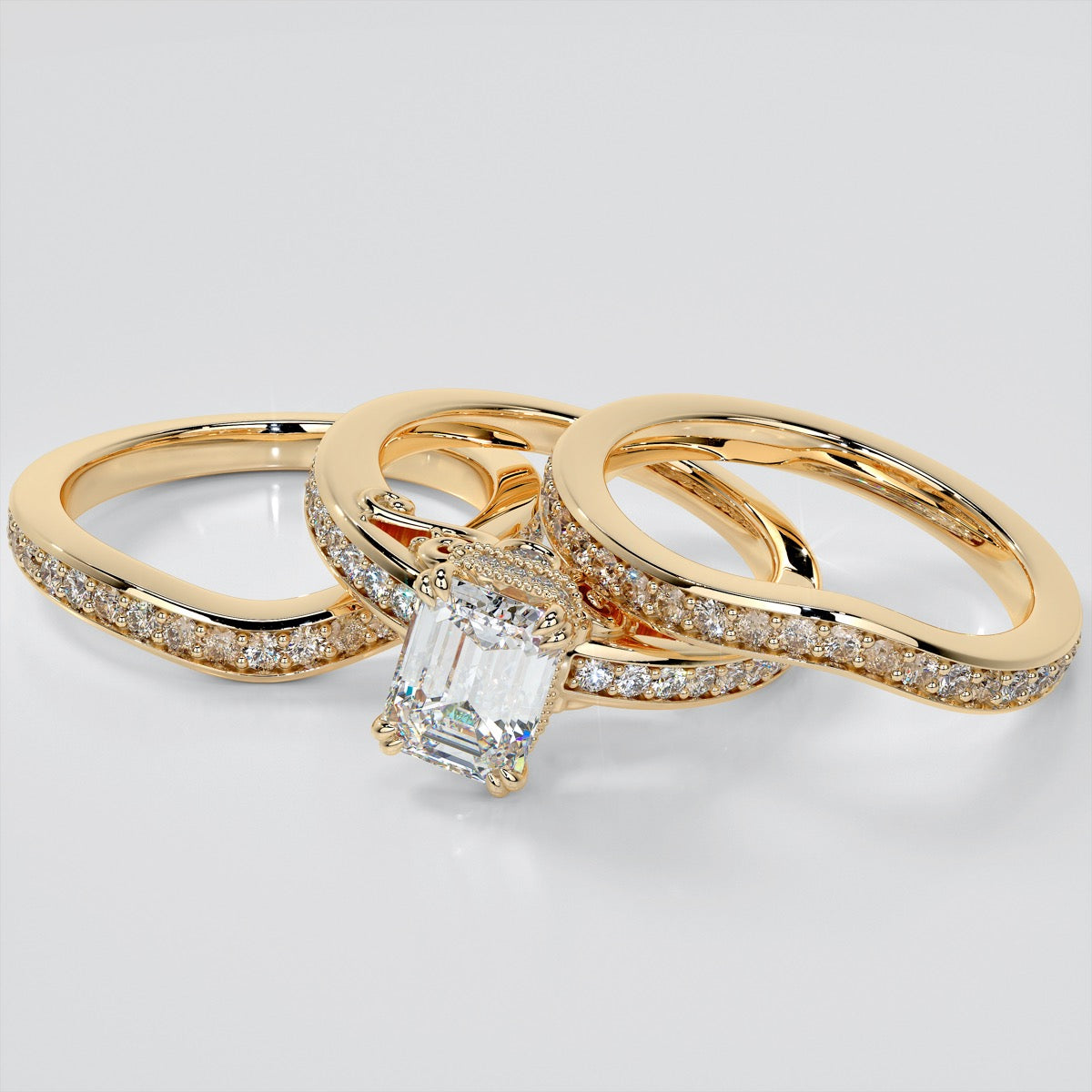 1.5Ct Emerald Cut Lab Grown Diamond VVS Clarity | F-Color Engagement Ring in 18K White Gold