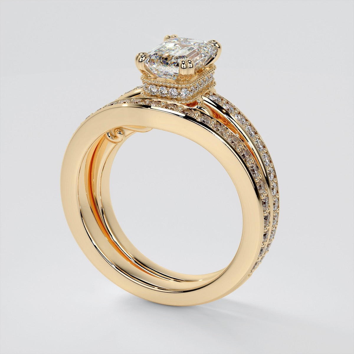 1.5Ct Emerald Cut Lab Grown Diamond VVS Clarity | F-Color Engagement Ring in 18K White Gold