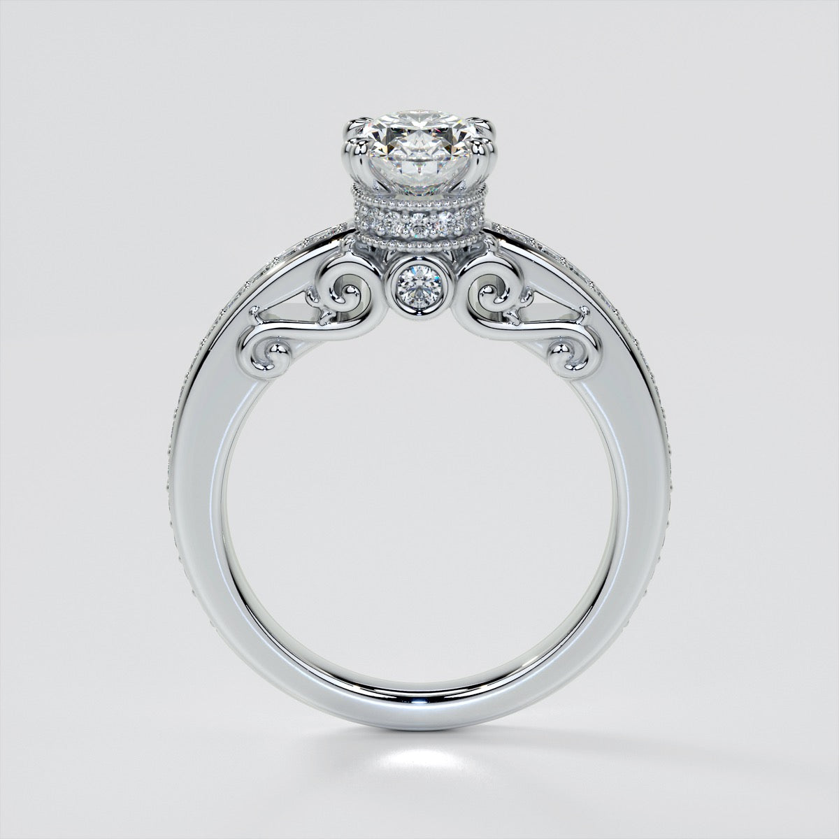 1.5Ct Oval Cut Lab Grown Diamond VVS Clarity | F-Color Engagement Ring in 18K White Gold