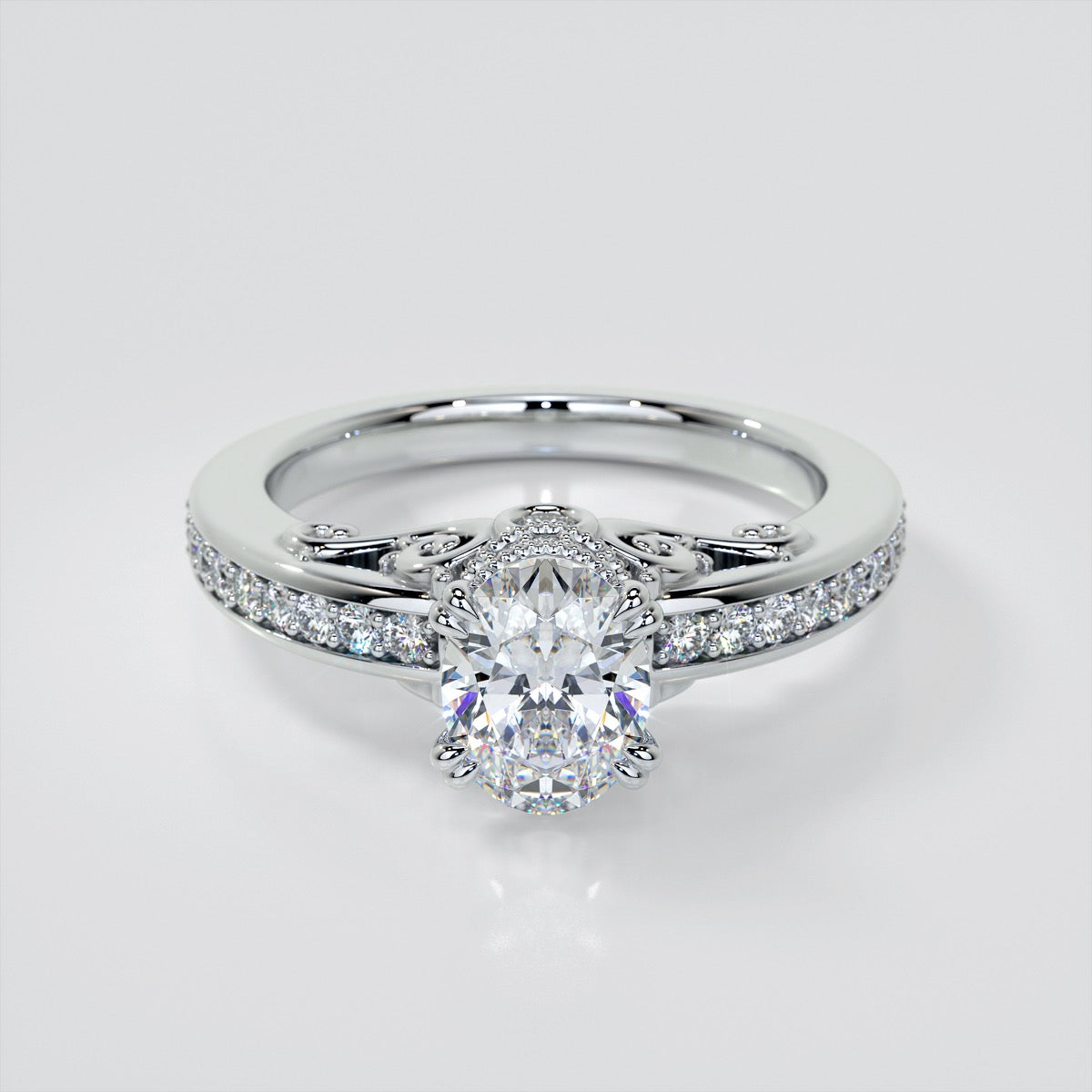1.5Ct Oval Cut Lab Grown Diamond VVS Clarity | F-Color Engagement Ring in 18K White Gold