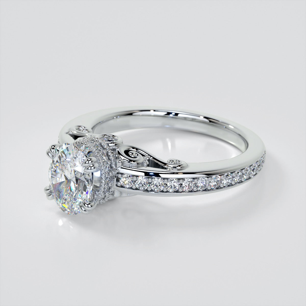 1.5Ct Oval Cut Lab Grown Diamond VVS Clarity | F-Color Engagement Ring in 18K White Gold