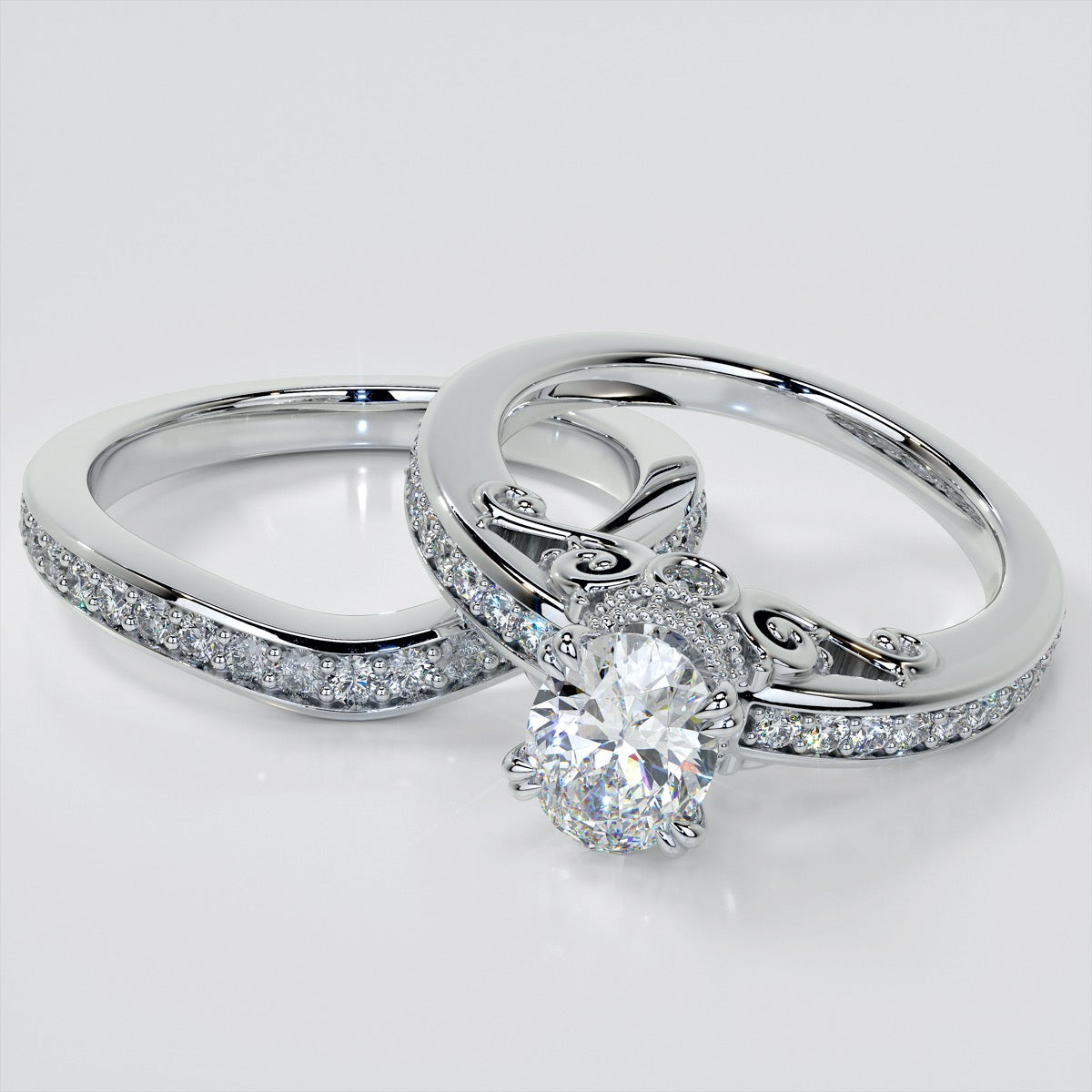 1.5Ct Oval Cut Lab Grown Diamond VVS Clarity | F-Color Engagement Ring in 18K White Gold