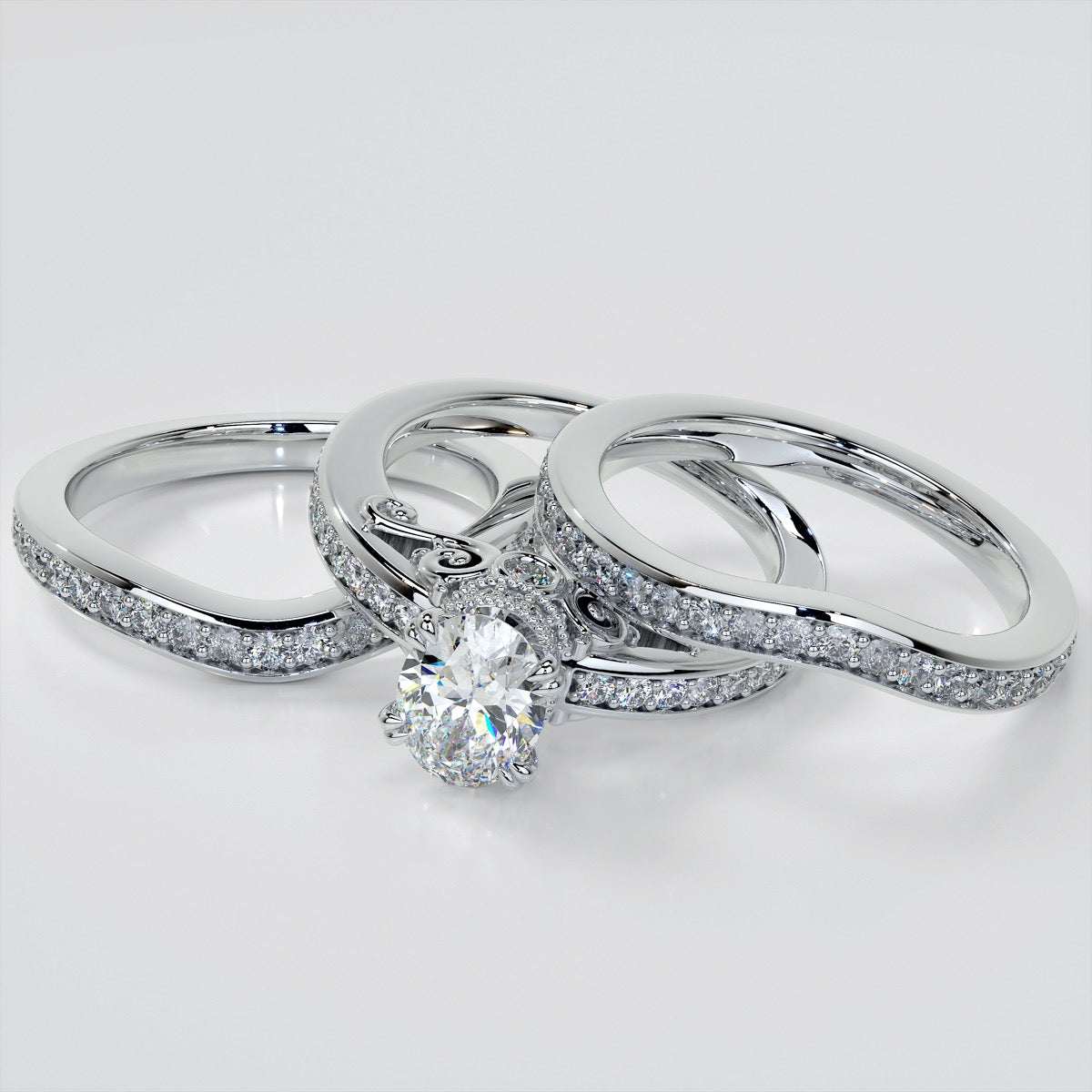 1.5Ct Oval Cut Lab Grown Diamond VVS Clarity | F-Color Engagement Ring in 18K White Gold