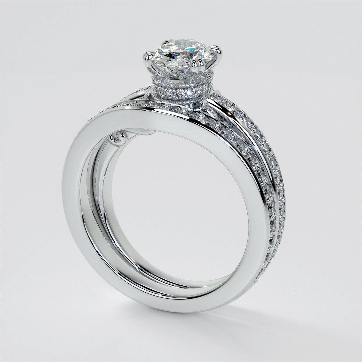 1.5Ct Oval Cut Lab Grown Diamond VVS Clarity | F-Color Engagement Ring in 18K White Gold