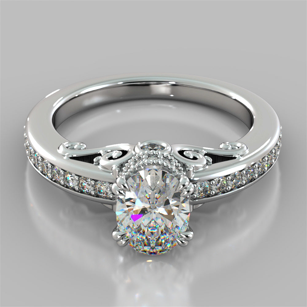 1.5Ct Oval Cut Lab Grown Diamond VVS Clarity | F-Color Engagement Ring in 18K White Gold