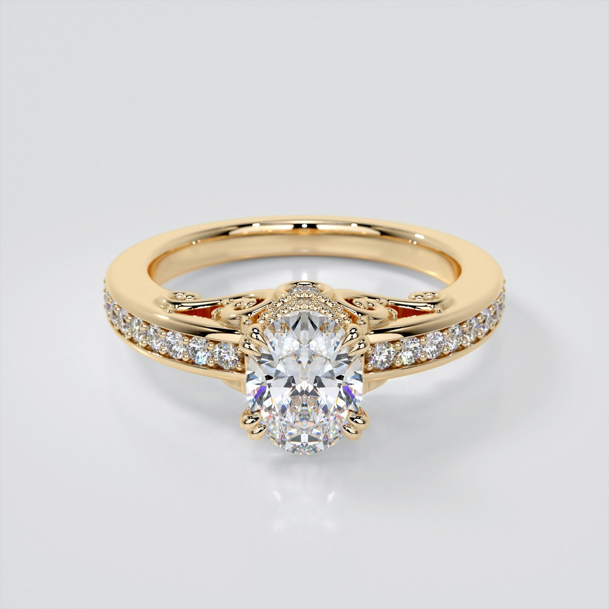 1.5Ct Oval Cut Lab Grown Diamond VVS Clarity | F-Color Engagement Ring in 18K White Gold