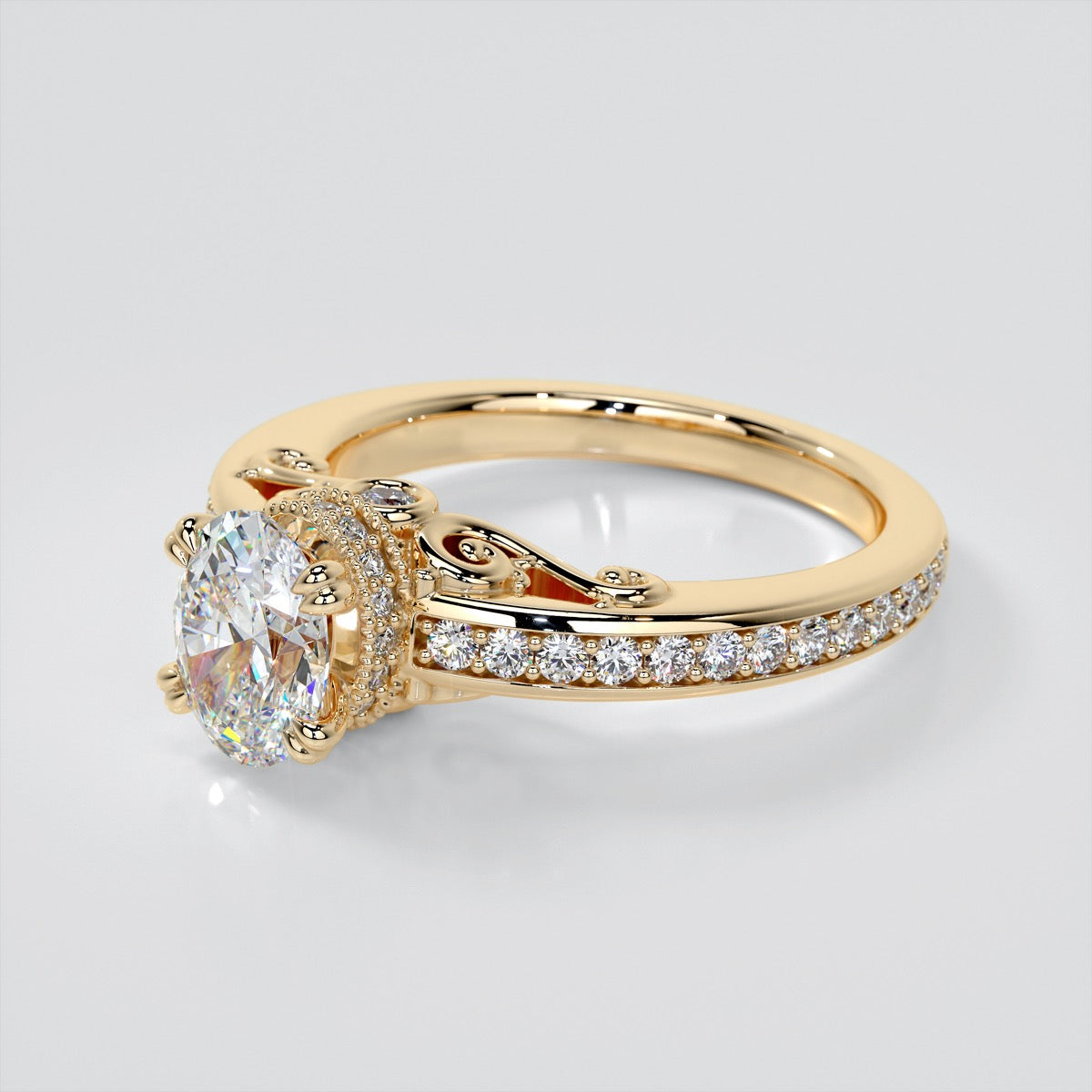 1.5Ct Oval Cut Lab Grown Diamond VVS Clarity | F-Color Engagement Ring in 18K White Gold