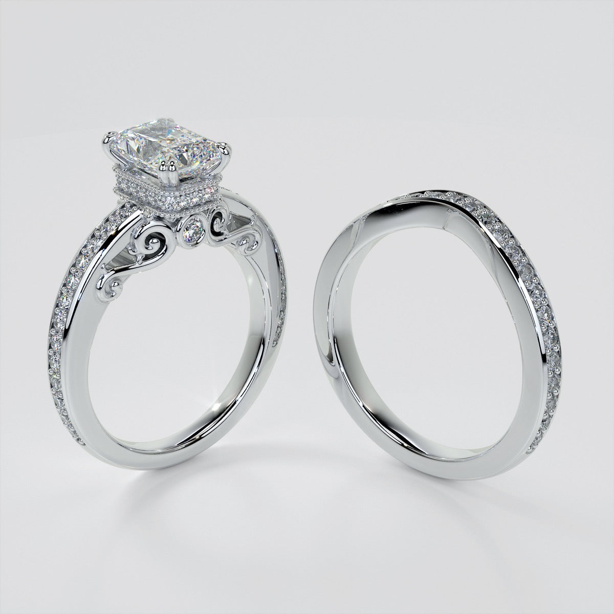 1.5Ct Radiant Cut Lab Grown Diamond VVS Clarity | F-Color Engagement Ring in 18K White Gold