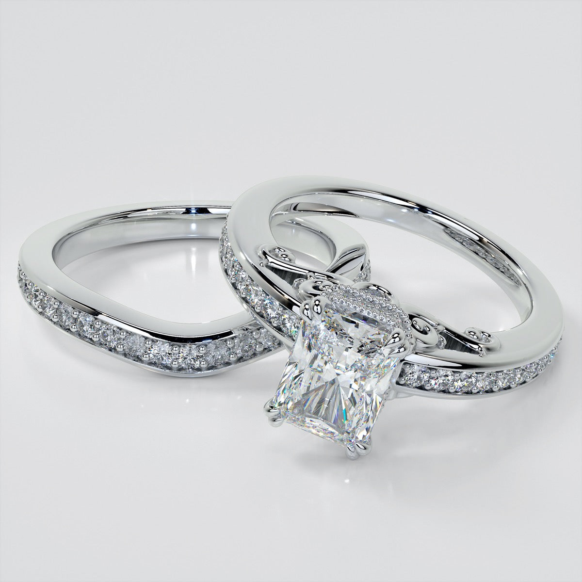 1.5Ct Radiant Cut Lab Grown Diamond VVS Clarity | F-Color Engagement Ring in 18K White Gold