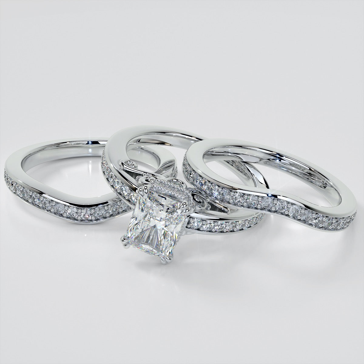 1.5Ct Radiant Cut Lab Grown Diamond VVS Clarity | F-Color Engagement Ring in 18K White Gold