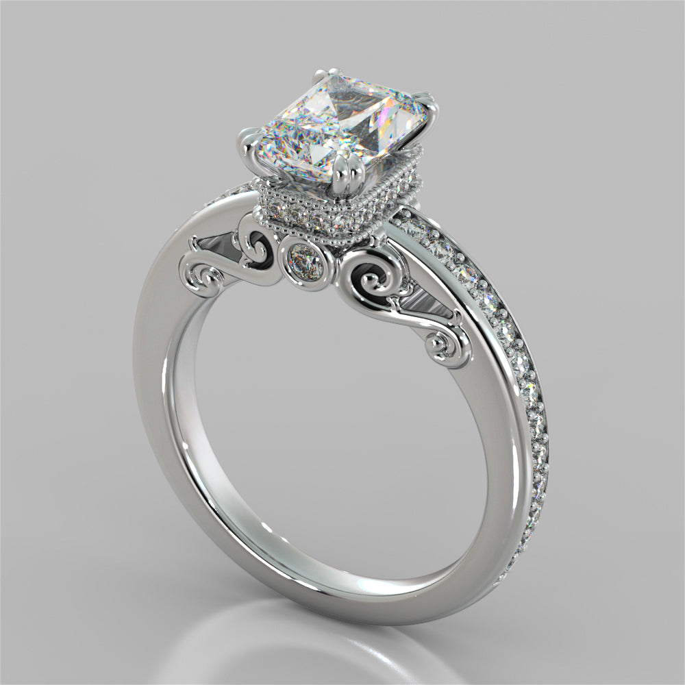 1.5Ct Radiant Cut Lab Grown Diamond VVS Clarity | F-Color Engagement Ring in 18K White Gold