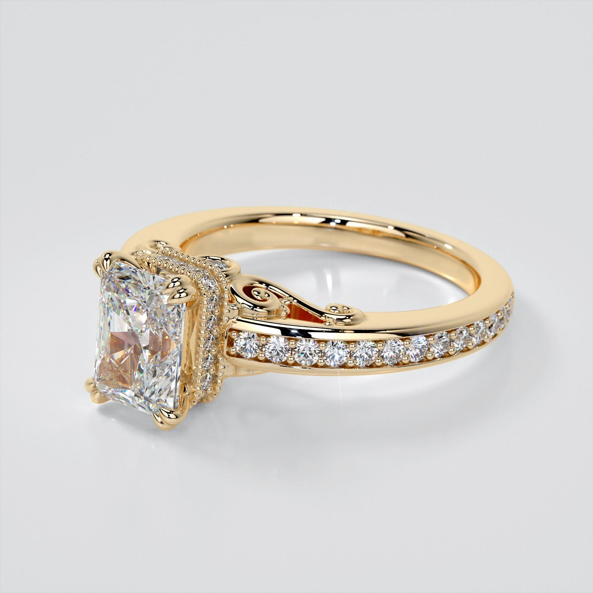 1.5Ct Radiant Cut Lab Grown Diamond VVS Clarity | F-Color Engagement Ring in 18K White Gold