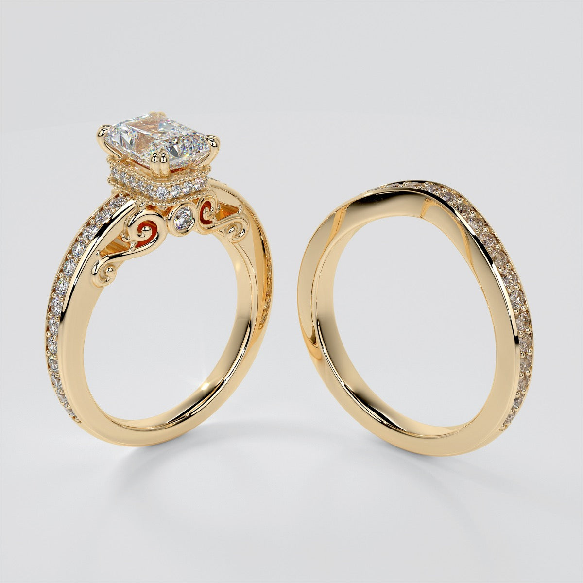 1.5Ct Radiant Cut Lab Grown Diamond VVS Clarity | F-Color Engagement Ring in 18K White Gold