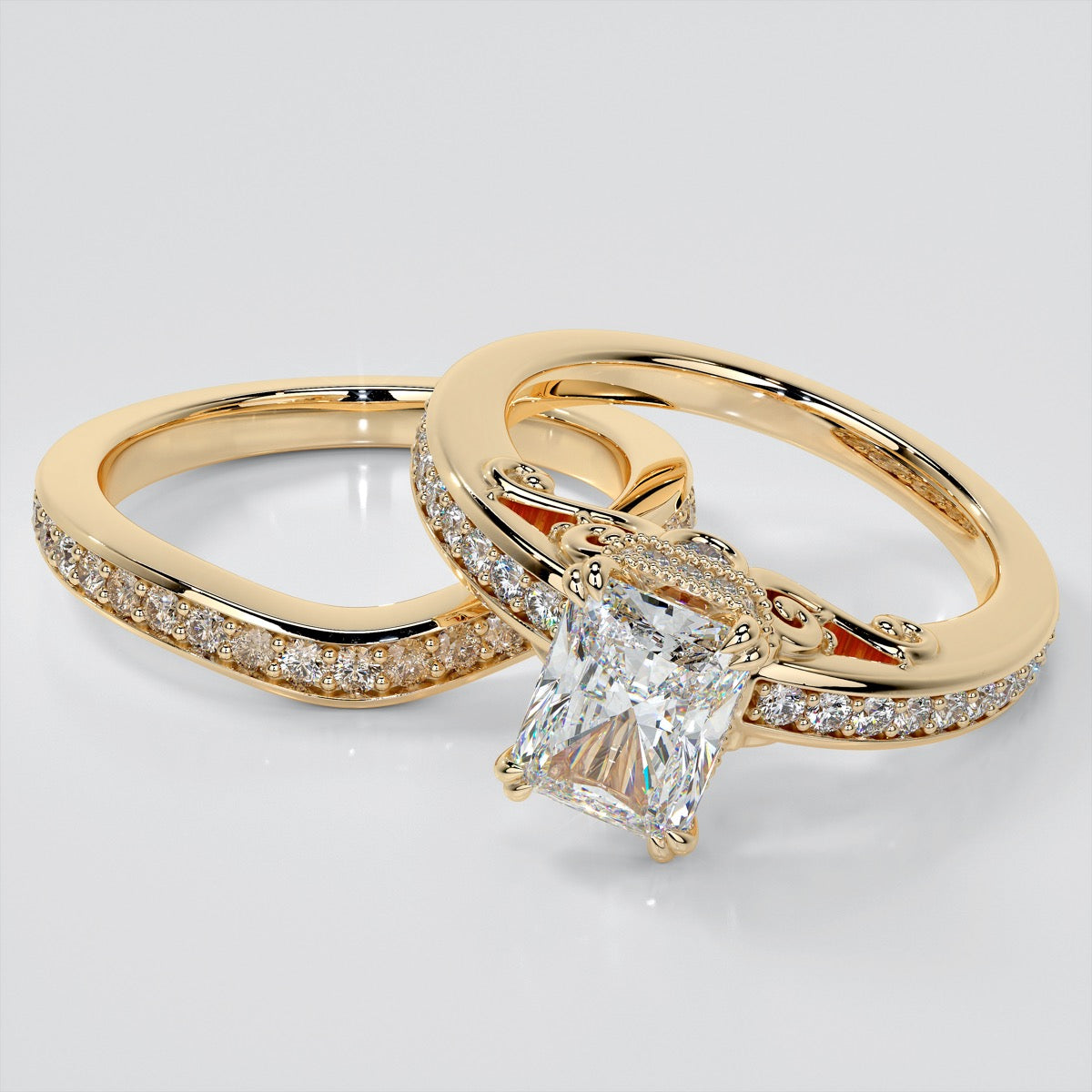 1.5Ct Radiant Cut Lab Grown Diamond VVS Clarity | F-Color Engagement Ring in 18K White Gold