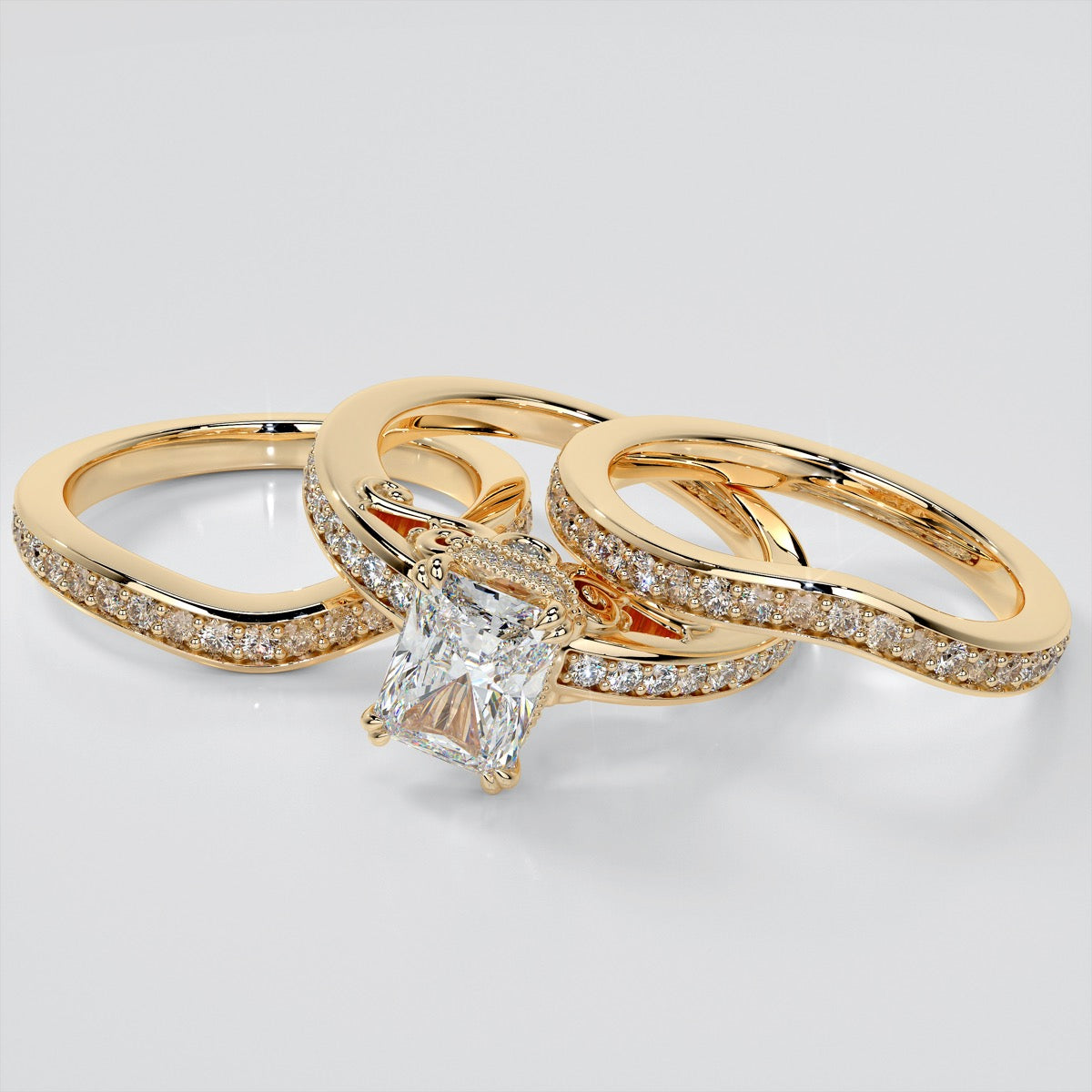 1.5Ct Radiant Cut Lab Grown Diamond VVS Clarity | F-Color Engagement Ring in 18K White Gold