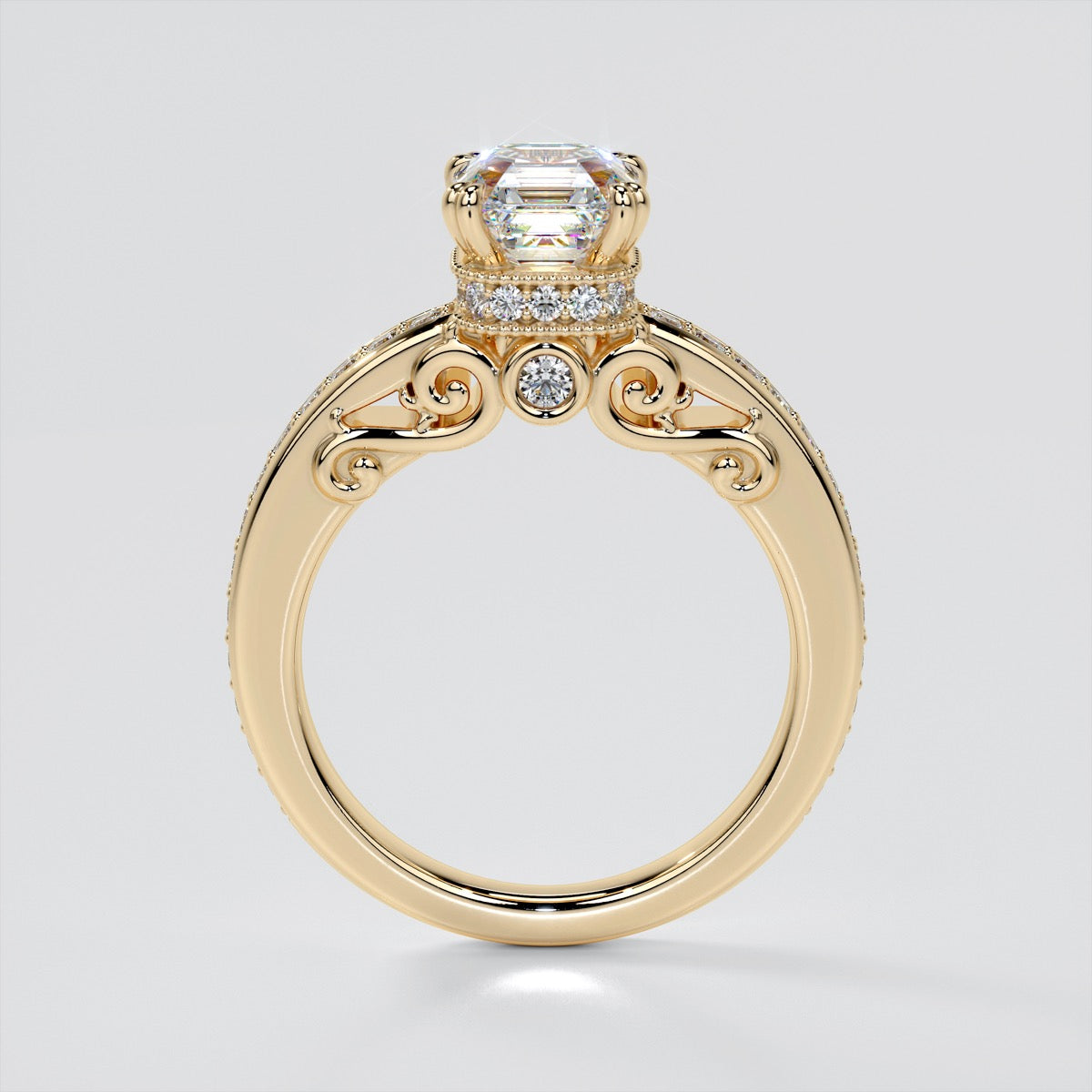 1.5Ct Asscher Cut Lab Grown Diamond VVS Clarity | F-Color Engagement Ring in 18K White Gold