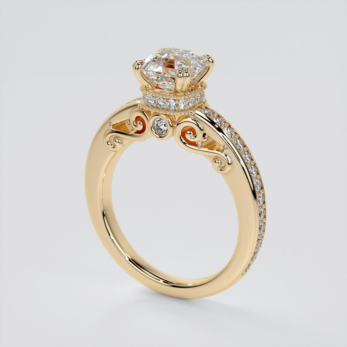 1.5Ct Asscher Cut Lab Grown Diamond VVS Clarity | F-Color Engagement Ring in 18K White Gold