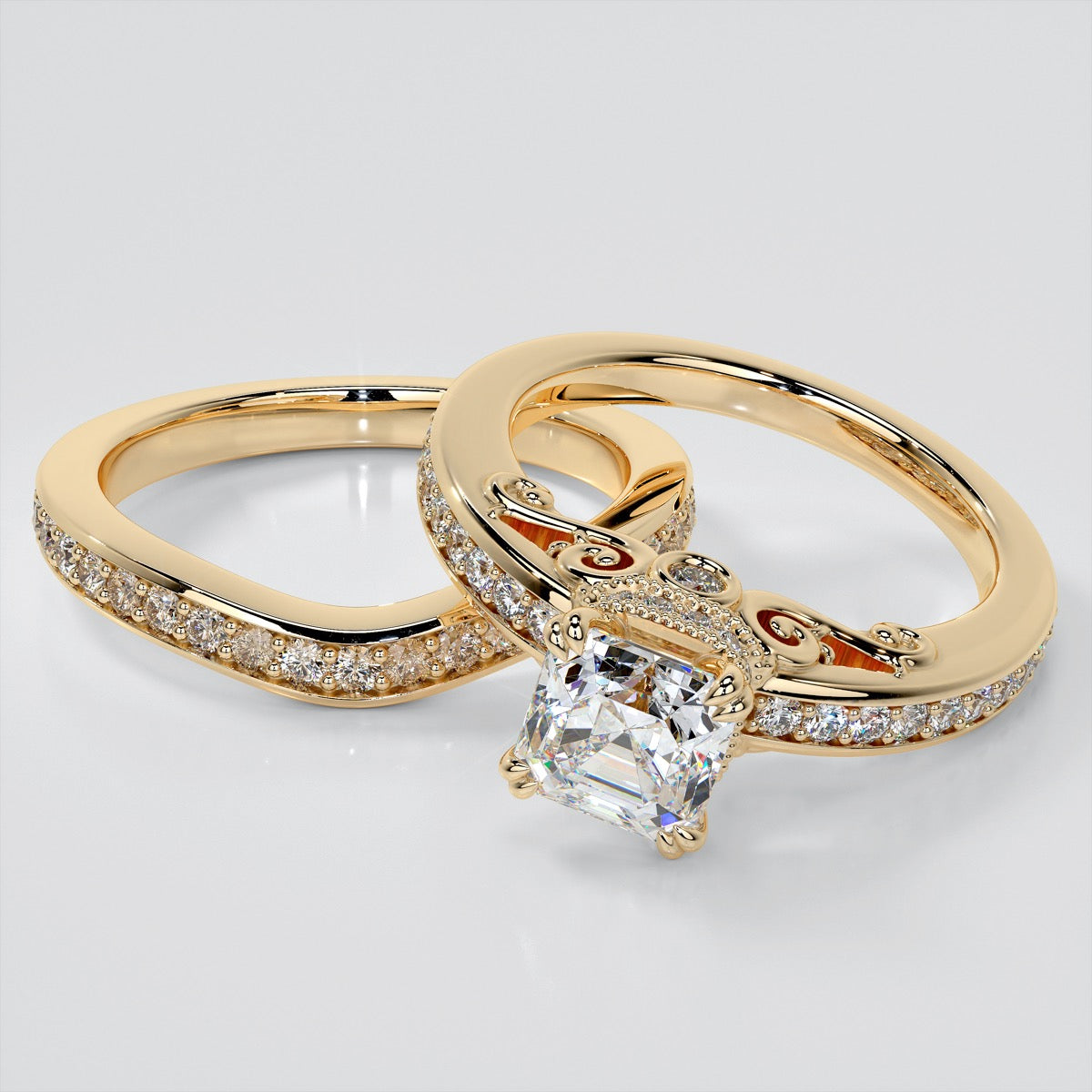 1.5Ct Asscher Cut Lab Grown Diamond VVS Clarity | F-Color Engagement Ring in 18K White Gold